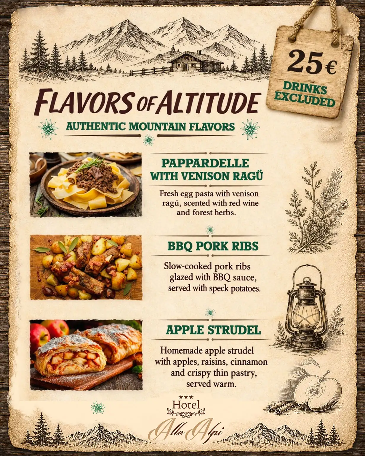 Flavors of Altitude – Alpine menu poster
