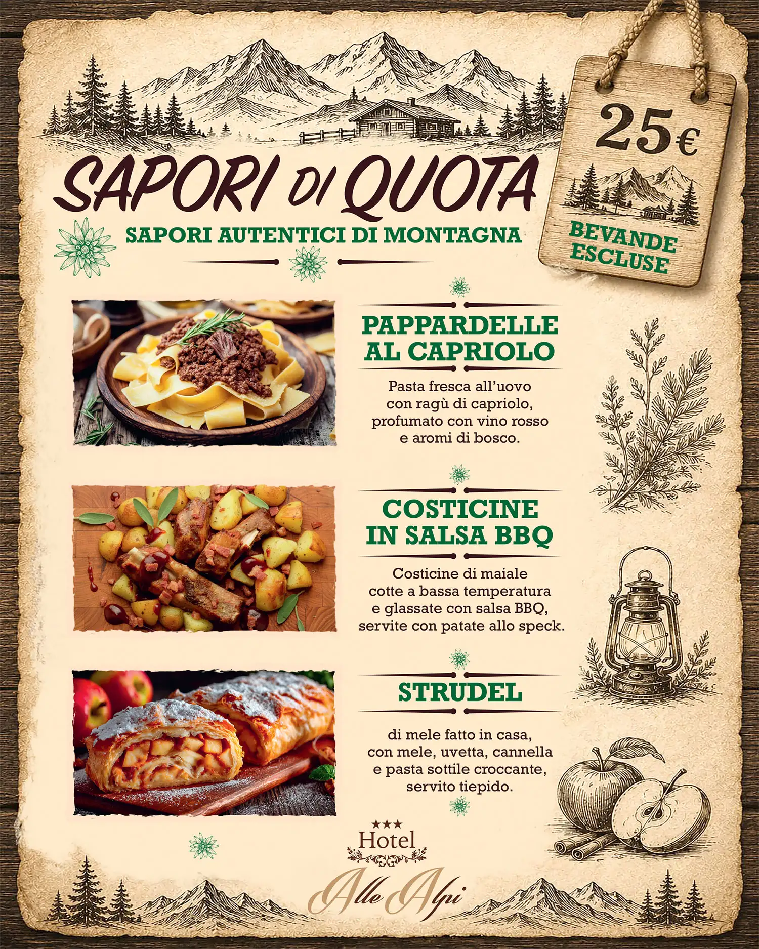 Locandina del menu 'Sapori di Quota'